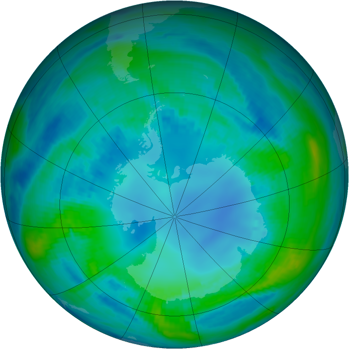 Antarctic ozone map for 27 April 1989